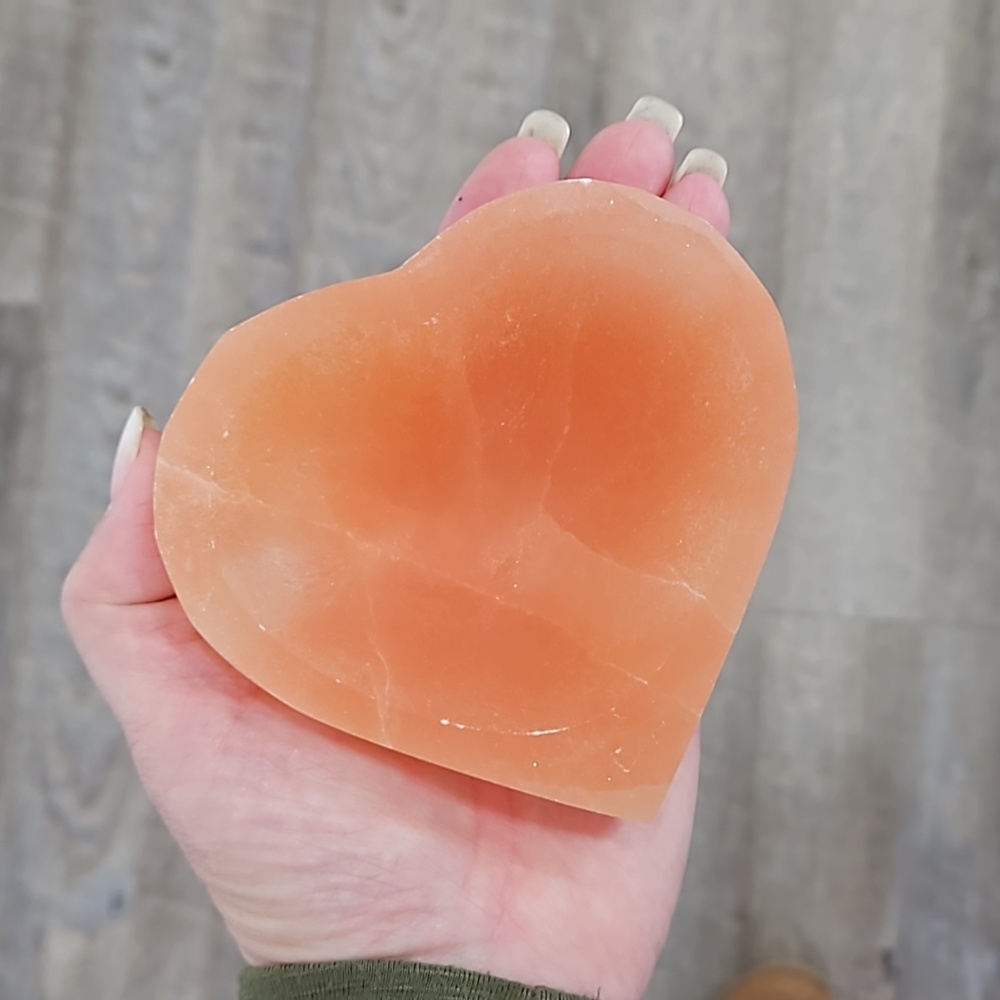 Orange Heart Selenite Bowl